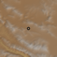 Shaded relief of the 56 km around Gahrū, drawn from the GMTED2010 grid