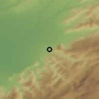 Shaded relief of the 54 km around Gālīkash, drawn from the GMTED2010 grid