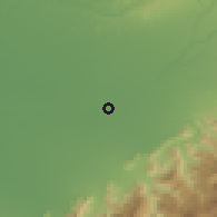 Shaded relief of the 54 km around Gonbad-e Kāvūs, drawn from the GMTED2010 grid