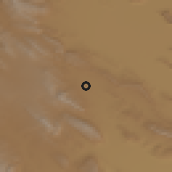 Shaded relief of the 56 km around Gūyom, drawn from the GMTED2010 grid