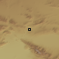 Shaded relief of the 57 km around H̨ājjīābād, drawn from the GMTED2010 grid