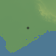 Shaded relief of the 56 km around Hendījān, drawn from the GMTED2010 grid