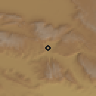 Shaded relief of the 57 km around Īj, drawn from the GMTED2010 grid