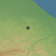 Shaded relief of the 53 km around Ja'farābād, drawn from the GMTED2010 grid
