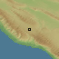 Shaded relief of the 57 km around Jam, drawn from the GMTED2010 grid