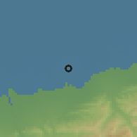 Shaded relief of the 54 km around Jūybār, drawn from the GMTED2010 grid
