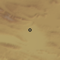 Shaded relief of the 57 km around Jūyom, drawn from the GMTED2010 grid