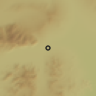 Shaded relief of the 57 km around Kahnūj, drawn from the GMTED2010 grid