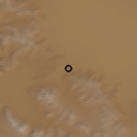 Shaded relief of the 55 km around Karahrūd, drawn from the GMTED2010 grid