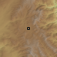 Shaded relief of the 54 km around Khalkhāl, drawn from the GMTED2010 grid