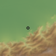 Shaded relief of the 54 km around Khān Bebīn, drawn from the GMTED2010 grid