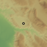 Shaded relief of the 56 km around Konār Takhteh, drawn from the GMTED2010 grid