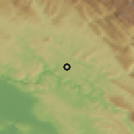 Shaded relief of the 56 km around Lālī, drawn from the GMTED2010 grid