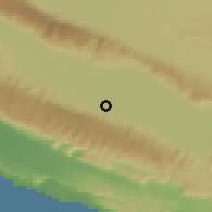 Shaded relief of the 57 km around Lāmerd, drawn from the GMTED2010 grid