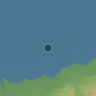 Shaded relief of the 54 km around Lārīm, drawn from the GMTED2010 grid