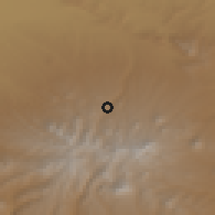 Shaded relief of the 54 km around Līqvān, drawn from the GMTED2010 grid