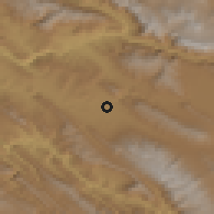 Shaded relief of the 56 km around Lordegān, drawn from the GMTED2010 grid