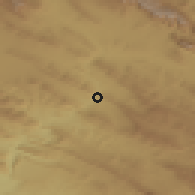 Shaded relief of the 55 km around Ma'mūlān, drawn from the GMTED2010 grid