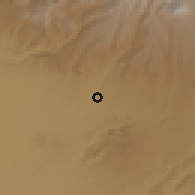 Shaded relief of the 54 km around Marāgheh, drawn from the GMTED2010 grid