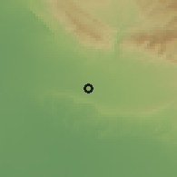 Shaded relief of the 55 km around Mehrān, drawn from the GMTED2010 grid