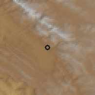 Shaded relief of the 56 km around Mehrīān, drawn from the GMTED2010 grid
