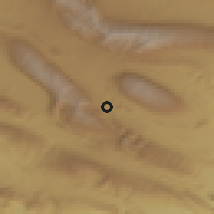 Shaded relief of the 57 km around Meymand, drawn from the GMTED2010 grid