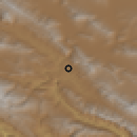 Shaded relief of the 56 km around Ardal, drawn from the GMTED2010 grid