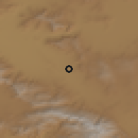Shaded relief of the 55 km around Nahāvand, drawn from the GMTED2010 grid