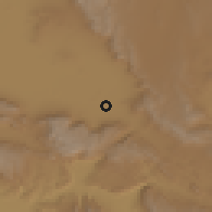 Shaded relief of the 57 km around Neyrīz, drawn from the GMTED2010 grid