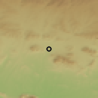 Shaded relief of the 57 km around Nīk Shahr, drawn from the GMTED2010 grid