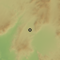 Shaded relief of the 57 km around Now Dezh, drawn from the GMTED2010 grid