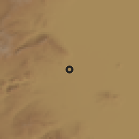 Shaded relief of the 54 km around Nūshīn, drawn from the GMTED2010 grid