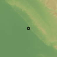 Shaded relief of the 56 km around Omīdīyeh, drawn from the GMTED2010 grid