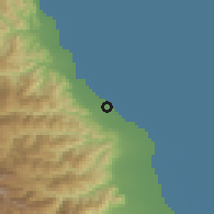 Shaded relief of the 54 km around Parehsar, drawn from the GMTED2010 grid
