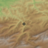 Shaded relief of the 55 km around Pol-e Sefīd, drawn from the GMTED2010 grid
