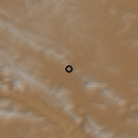 Shaded relief of the 56 km around Pordanjān, drawn from the GMTED2010 grid
