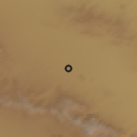 Shaded relief of the 55 km around Qalandarābād, drawn from the GMTED2010 grid