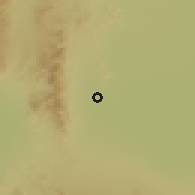 Shaded relief of the 57 km around Qal'eh-ye Ganj, drawn from the GMTED2010 grid