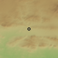 Shaded relief of the 57 km around Qaşr-e Qand, drawn from the GMTED2010 grid