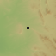 Shaded relief of the 55 km around Qaşr Shīrīn, drawn from the GMTED2010 grid