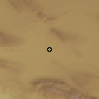 Shaded relief of the 57 km around Qoţbābād, drawn from the GMTED2010 grid