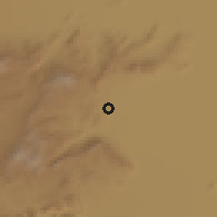 Shaded relief of the 54 km around Qūlonjī, drawn from the GMTED2010 grid