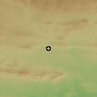 Shaded relief of the 57 km around Rāsak, drawn from the GMTED2010 grid
