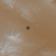 Shaded relief of the 56 km around Rāyen, drawn from the GMTED2010 grid