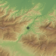 Shaded relief of the 54 km around Rostamābād, drawn from the GMTED2010 grid