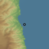Shaded relief of the 54 km around Āstārā, drawn from the GMTED2010 grid