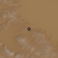 Shaded relief of the 55 km around Senjān, drawn from the GMTED2010 grid