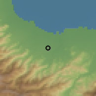 Shaded relief of the 54 km around Shaft, drawn from the GMTED2010 grid