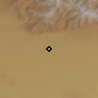 Shaded relief of the 55 km around Shahrak-e Dānesh, drawn from the GMTED2010 grid