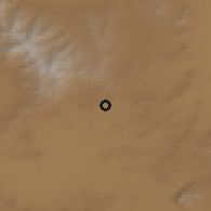 Shaded relief of the 55 km around Azandarīān, drawn from the GMTED2010 grid
